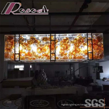 Modern Hotel Decorative Amber Glass Ball Chandelier